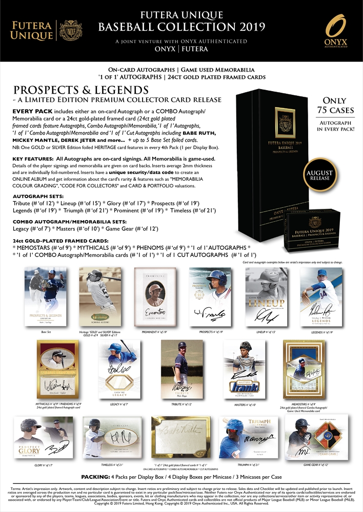 2019 FUTERA UNIQUE BASEBALL PROSPECTS & LEGENDS