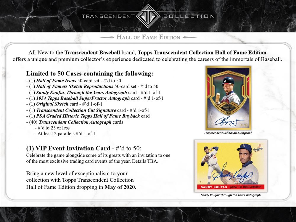 2020 TOPPS TRANSCENDENT BASEBALL HALL OF FAME COLLECTION