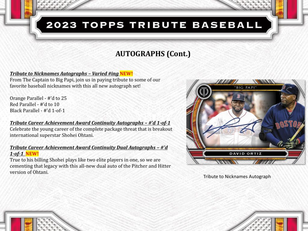 ⚾ MLB 2023 TOPPS TRIBUTE BASEBALL HOBBY【製品情報】 | Trading 