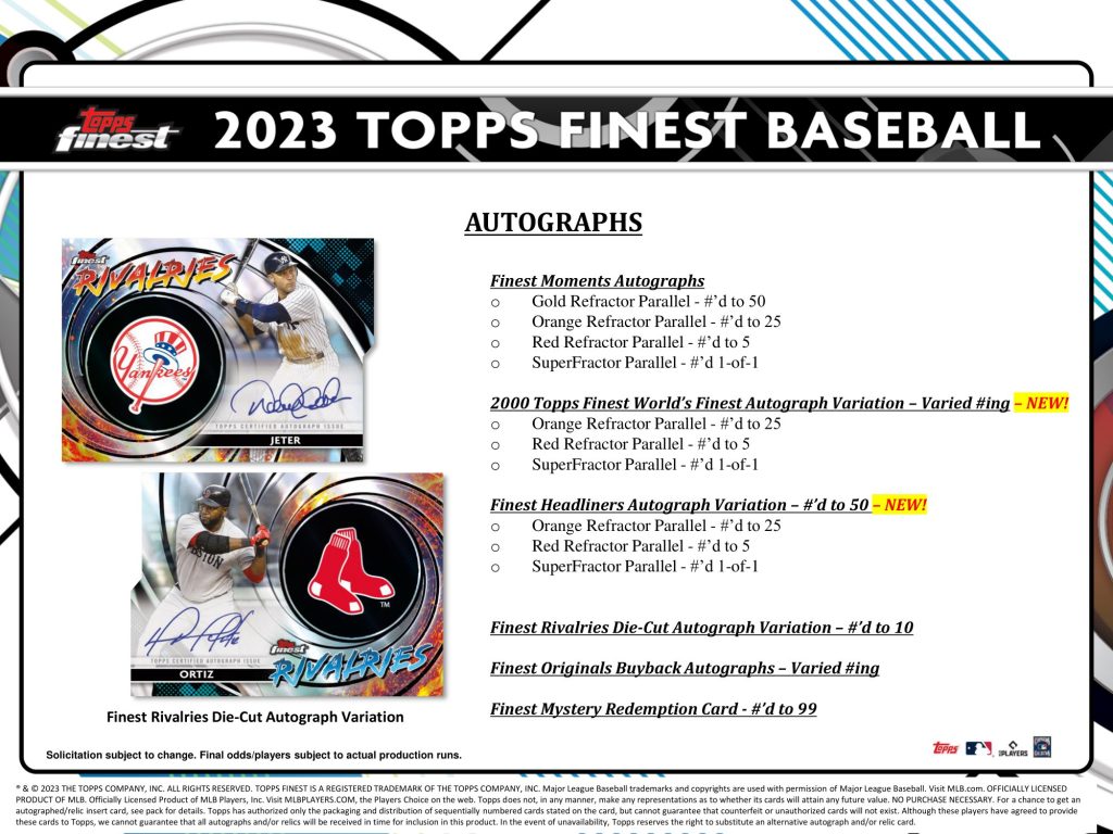 ⚾ MLB 2023 TOPPS FINEST BASEBALL HOBBY【製品情報】 | Trading Card