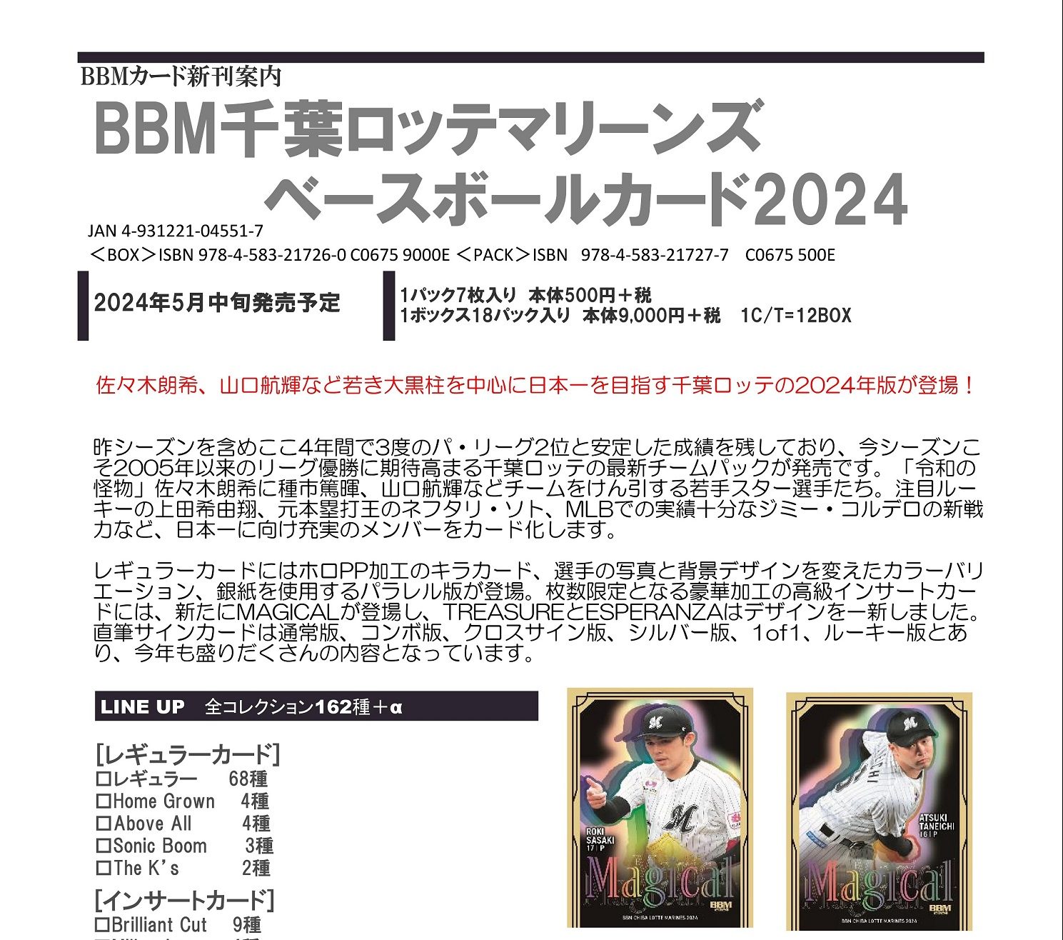 ⚾ BBM 千葉ロッテマリーンズ ベースボールカード 2024【製品情報