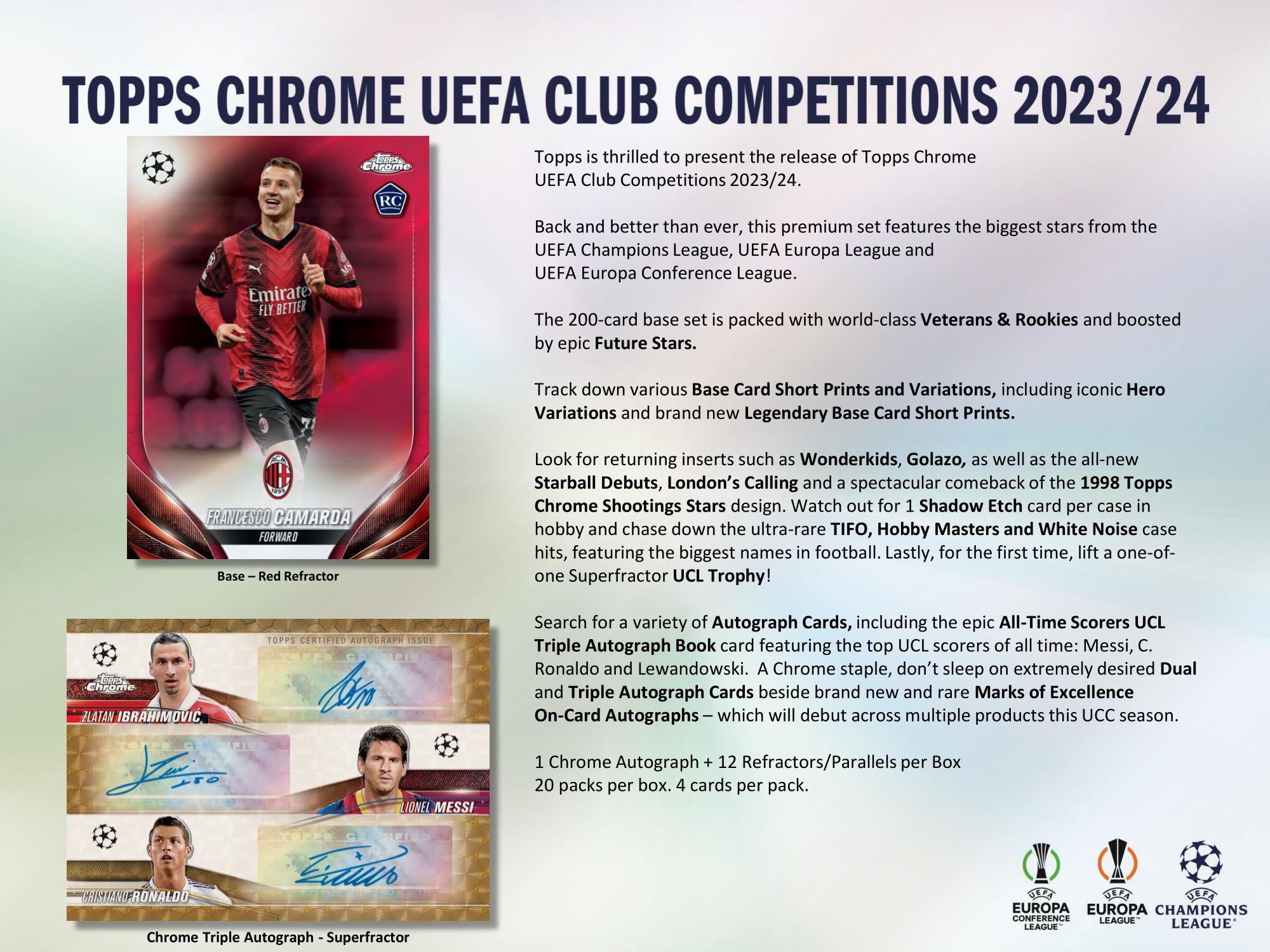 ⚽ 2023-24 TOPPS CHROME UEFA CLUB COMPETITIONS HOBBY【製品情報 