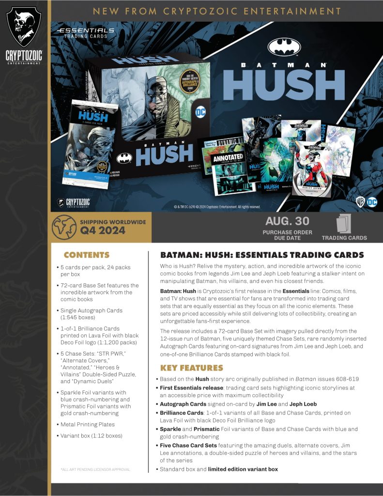 2024 CRYPTOZOIC BATMAN HUSH ESSENTIALS TRADING CARDS