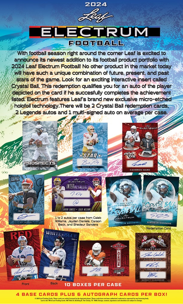 2024 LEAF ELECTRUM FOOTBALL TRADING CARDS HOBBY