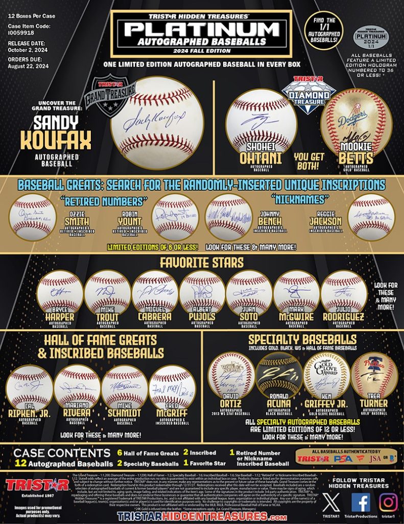 2024 TRISTAR HIDDEN TREASURES PLATINUM BASEBALLS FALL EDITION