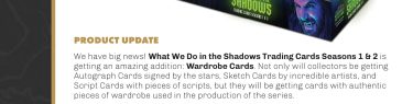 CRYPTOZOIC WHAT WE DO IN THE SHADOWS TRADING CARDS SEASONS 1 & 2