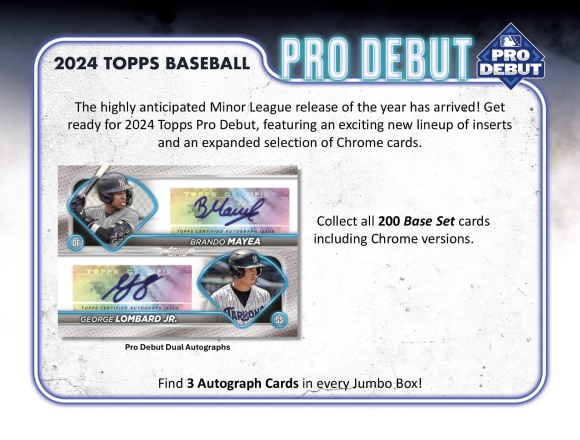 2024 TOPPS PRO DEBUT BASEBALL JUMBO