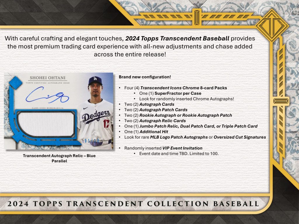 MLB 2024 TOPPS TRANSCENDENT COLLECTION BASEBALL HOBBY