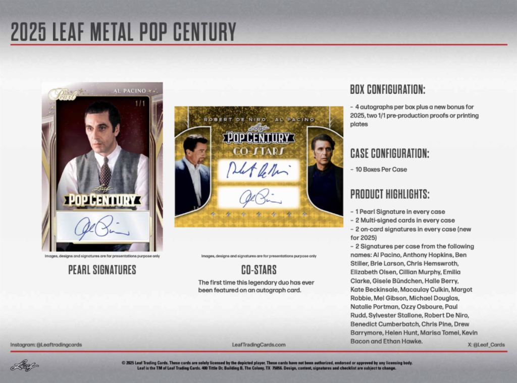 2025 LEAF METAL POP CENTURY TRADING CARD HOBBY